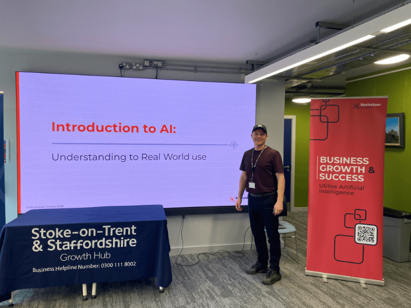 Richard teaching about AI at an event